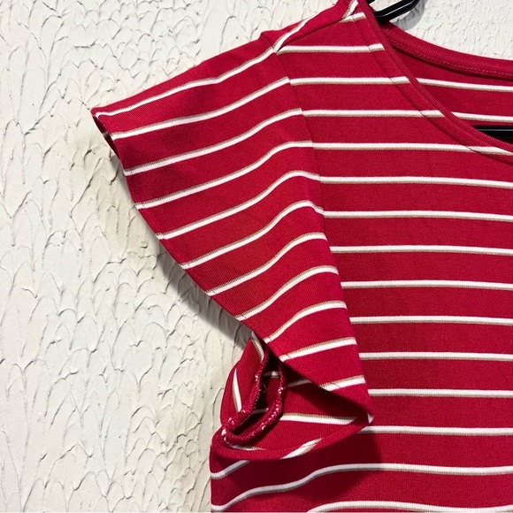 White House Black Market Flutter sleeve Pink Striped sheath Dress size small - Picture 7 of 11